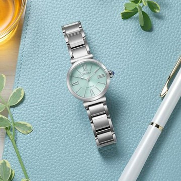 CITIZEN 星辰 L系列幸福鈴蘭光動能優雅羅馬氣質腕錶/綠/29.5mm/EM1070-83L