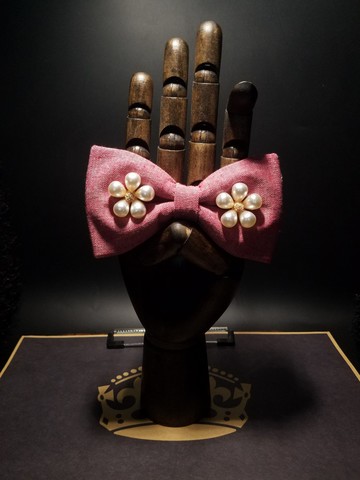 粉色珍珠領結領花新郎結婚蝴蝶結