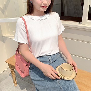 CCGIRL中大尺碼 微透輕甜感木耳邊式雲朵領短袖上衣－適M～5L《32189》大尺碼女裝 中大尺碼上衣