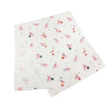 日本桃雪 紗布毛巾 小小馬戲團-大象 34x86cm 100%棉  白色  大象 白色  1條