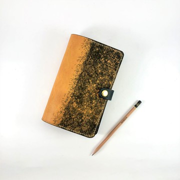 植鞣手染長壽手帳 - A6  黑黃配色(新年禮物)(開學禮物)(筆記本)