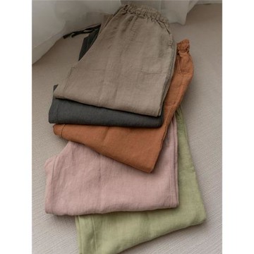 清爽利落九分小腳褲 小個子很友好 砂洗純亞麻女褲子春夏24599