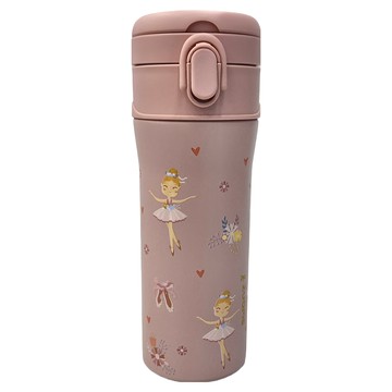 SWANZ 天鵝瓷 淨瓷彈跳杯 真空保溫杯 550ml 附Tritan彈跳吸管 單手掌握 杯蓋可負重5kg  芭蕾舞伶 粉色  1個