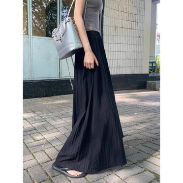 高個子超長冰絲闊腿裙褲女夏季薄款高腰垂感加長半身山本大闊腿褲