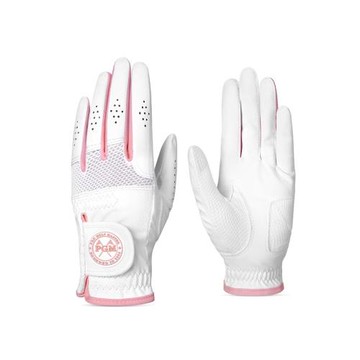韓版高爾夫手套女士超纖布透氣孔防滑手套柔軟雙手彈力網布魔術貼
