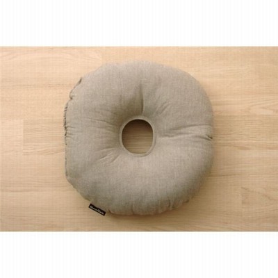 クッション 円座クッション ドーナッツクッション 綿100% 無地 シンプル ブラウン 約35cm丸