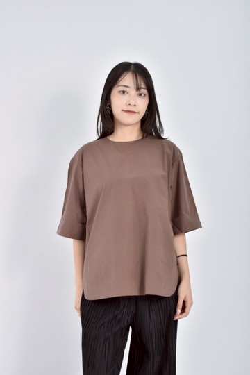 加購優惠(XL) muji質感棉質後排扣純棉棕色短袖上衣