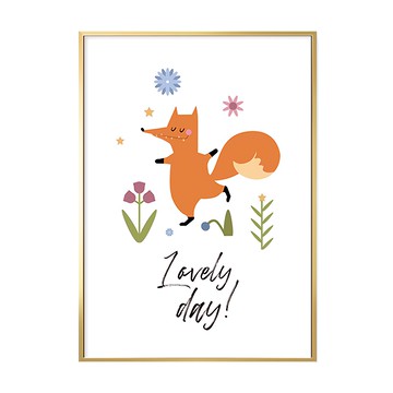 春日的小狐狸 踏青 Lovely Day! 裝飾畫  70 x 50cm  金色框