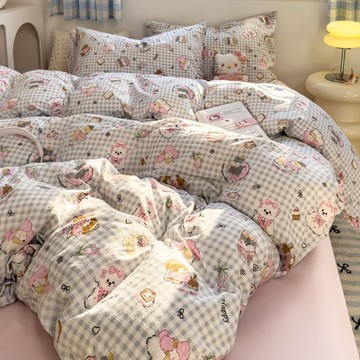 小香風水洗棉床包組 被套 水洗棉床包組 四件套 女學生 床單 床包 可愛卡通款 三件套