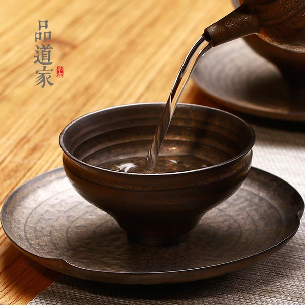 復古鎏金鐵釉茶具 日式陶瓷品茗杯主人杯大號功夫茶杯單個杯子1入