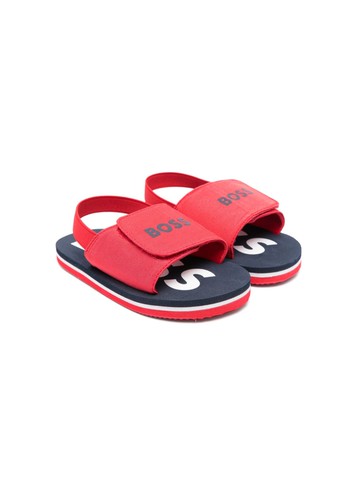 BOSS Kidswear - logo-print open-toe sandals - kids - Fabric/Fabric/Rubber - 21 - Red
