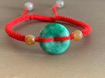 免費開光 快速出貨 天然A貨緬甸玉 翡翠 花青 平安扣 手鍊 玉錢