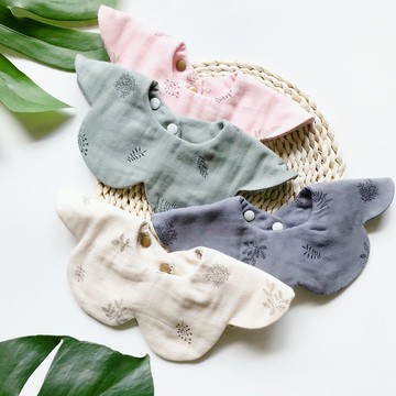 單色樹葉 360度雙面八重紗雲型圍兜