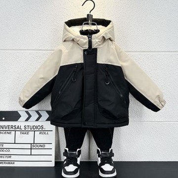 男童冬裝棉服外套2024新款兒童加絨派克服加厚寶寶二棉衣秋冬時髦