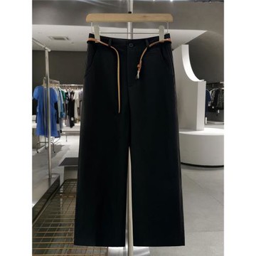 黑色垂感九分闊腿褲子女夏季2025新款時尚法式職業百搭直筒長褲潮