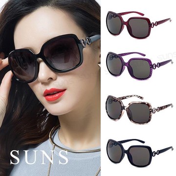 【SUNS】時尚墨鏡 淑女大框菱格紋墨鏡 台灣製/太陽眼鏡 抗UV400(S611)