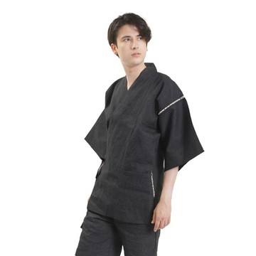 日本 和服 男士 綿麻 甚平 休閒服 睡衣 成套組 M L LL wn01