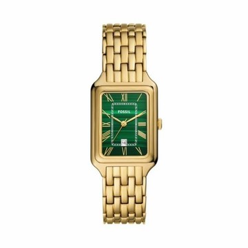 FOSSIL Raquel 瞬時歲月孔雀石綠手錶 金色不鏽鋼鍊帶 26MM (ES5341)