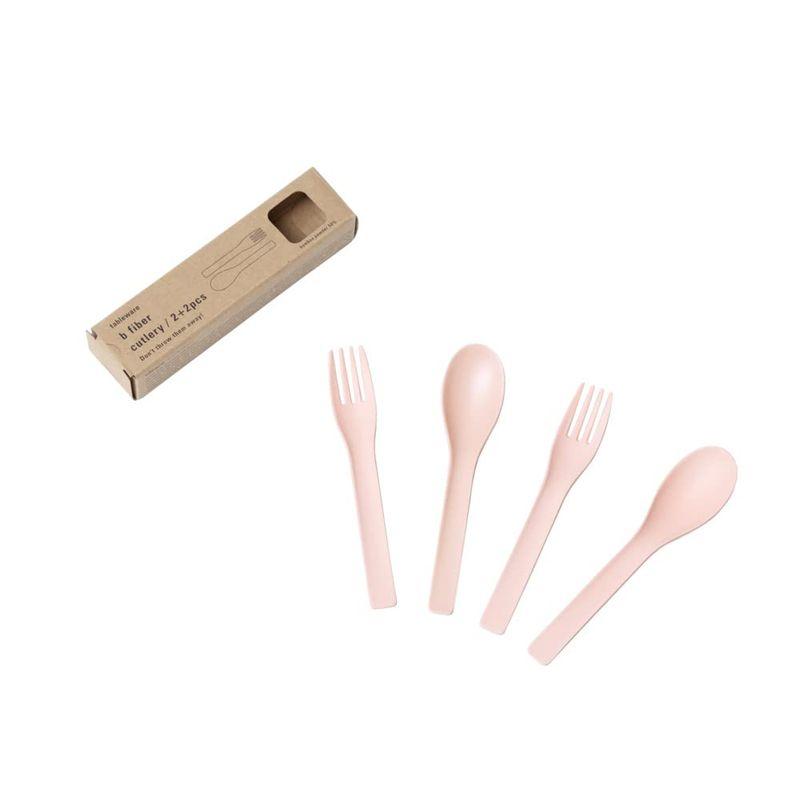 ideaco(イデアコ) カトラリー スプーン 2本 フォーク 2本 4本入り ピンク b fiber cutlery 2pcs (ビー