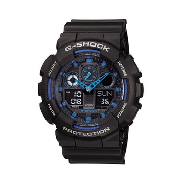 CASIO 卡西歐  G-SHOCK 重型機械感錶款 黑X藍 GA-100-1A2N_51.2mm