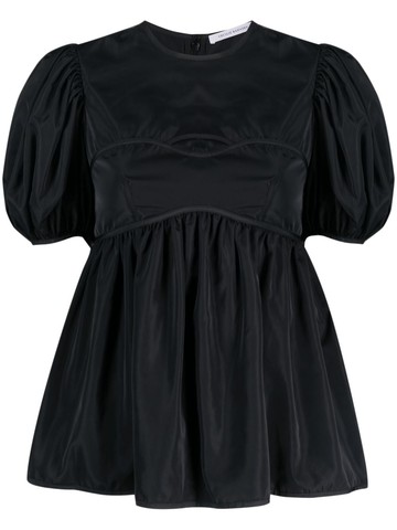 Cecilie Bahnsen - flared puff-sleeve top - women - Recycled Polyester - 12 - Black