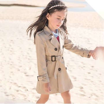 女童風衣外套2025春款英倫風兒童洋氣韓版春秋公主中長款時髦休閑