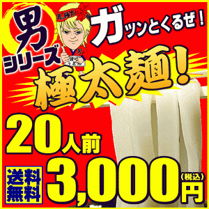 送料無料 男・極太 讃岐うどん 20人前つゆなし又は14人前つゆ付きセット