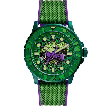 FOSSIL x Marvel 浩克聯名 雷霆一擊限量機械錶-45mm LE1246SET
