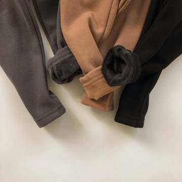 軟糯百搭! 2024冬季新款男女兒童純色百搭氣質保暖褲加絨打底褲潮