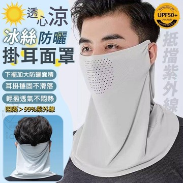 彈性款 透心涼冰絲防曬掛耳面罩(多色可選) 男女通用 適合頭圍65cm以下