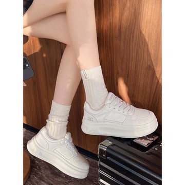 厚底小白鞋女2025春季新款時尚百搭小個子增高輕便運動休閑板鞋子