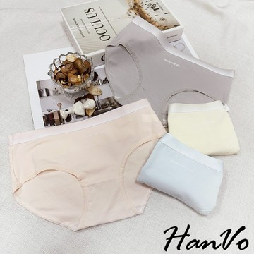 【HanVo】簡約漸層純色棉質內褲 獨立包裝 中腰 親膚柔軟吸濕排汗 流行少女內褲 內著 A11-5828