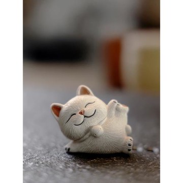 可養新款精品趙永輝紫砂茶寵擺件手工創意茶具茶桌高端貓告白禮物