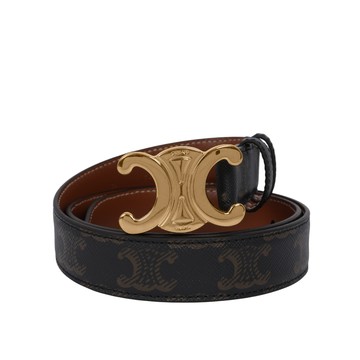 CELINE TRIOMPHE 金釦塗層帆布中腰皮帶/寬2.5cm(棕褐色) 45AK92ACO.04LU