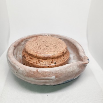 陶製手拉胚灰釉壺承與志野釉水方陳炫亨手作