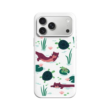 iPhone 17 Pro Max SolidX 白 - RHINOSHIELD X Taipei Zoo - 臺灣水域插畫（水獺、龜、蛙）