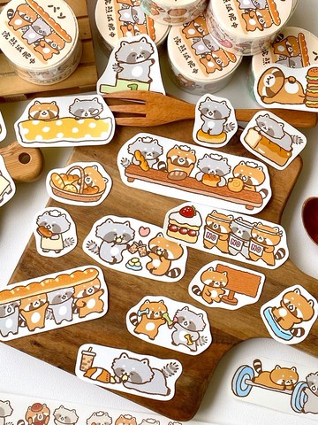 浣熊菓子屋/浣熊減肥中/貼紙包/手帳貼紙/共3款