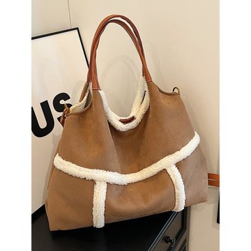 小眾時尚羊羔毛大容量包包女包2026新款百搭通勤單肩斜挎包托特包