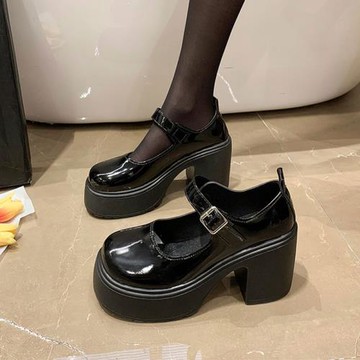 日系jk制服鞋瑪麗珍小皮鞋女2024春秋新款學院風厚底增高粗跟單鞋