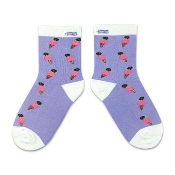 Best Tag 甜筒冰淇淋圖案襪 淺紫 22-25cm