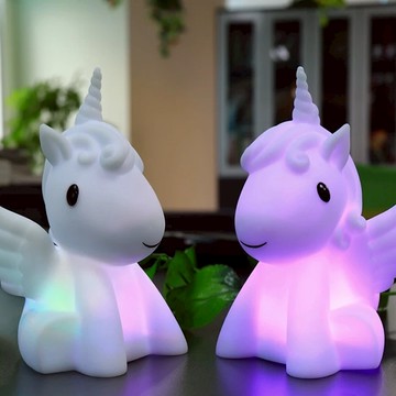 ScienceGeek 獨角獸夜燈 暖白光 臥室床頭燈 兒童房裝飾燈 按鈕開關  獨角獸 白色