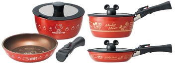 大賀屋 Hello Kitty 維尼 2件套 大湯鍋 鍋子 炒鍋 金剛石塗層煎鍋 不沾鍋 炒菜鍋 鍋具組 ANFP2