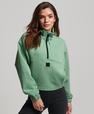 Superdry Women's Women's Tech Batwing Half Zip Sweatshirt Green / Granite Green - Size: 12 Size: 8