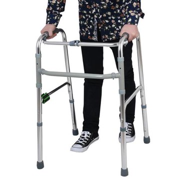 老年助行器助步器不銹鋼雙輪老人可折疊成人學步車四腳拐杖防滑