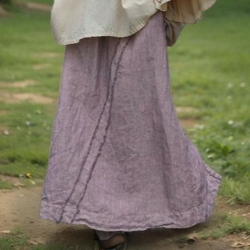 [米蘭精品] 現貨+預購 新中式A字裙半身裙大碼中長裙子洋裝連身裙大碼休閒女裝-棉麻開叉A字女裙子74mc8