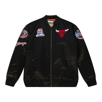 M&N Flight Stain Bomber 緞面 飛行外套 公牛隊