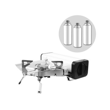 【Iwatani岩谷】Forewind折疊卡式瓦斯爐-2.2kW-銀色-贈瓦斯罐3入