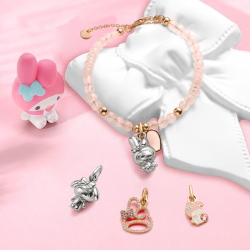 My Melody 特別版 客製化刻字 純銀寶石珠飾手鍊 (4色)