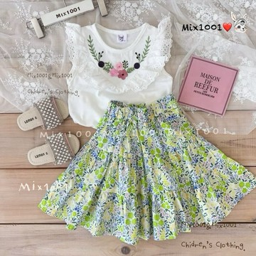 🌈✨mix1001 滿版暖色小花裙✨兒童碎花裙 5-17