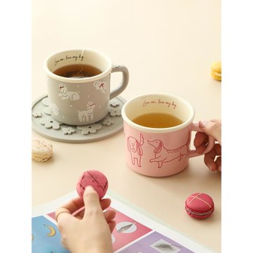 藍蓮花杯子陶瓷水杯家用喝水早餐杯辦公室沖泡杯高顏值情侶馬克杯